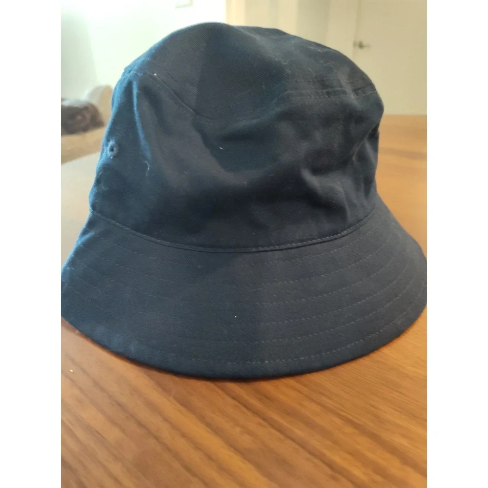 Panama Jack Navy Blue Bucket Hat Cotton Tropical Palm Print Brim Sun Hat OSFM
